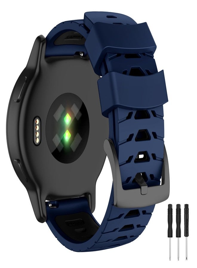 OVERSTEP Watch Band for Garmin Forerunner 245/Forerunner 645/Forerunner 55/Vivoactive 3/Vivoactive 5/Venu SQ/Venu 2 Plus, 20mm Quick Release Silicone Replacement Band (Sapphire Black) - Image 1