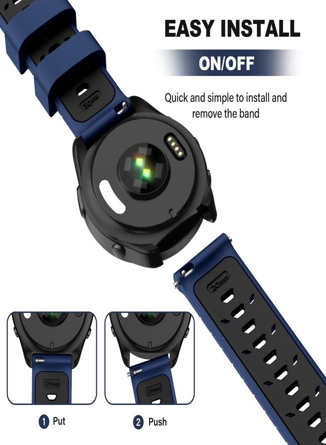 OVERSTEP Watch Band for Garmin Forerunner 245/Forerunner 645/Forerunner 55/Vivoactive 3/Vivoactive 5/Venu SQ/Venu 2 Plus, 20mm Quick Release Silicone Replacement Band (Sapphire Black) - Image 5