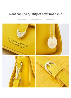 PIERRE LOUES Women's Cross-Body Bags Yellow Chain Bag Handbags for Women,Lightweight Crossbody Designer Shoulder Bag Purse,Ladies Fashion Phone Bag，Adjustable Strap PU Leather with Multi Zipper Pockets  - Image 4