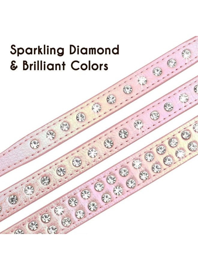 BEIRUI Bling Rhinestone Dog Collar with Studded Diamonds for Small Medium Dogs Cats,Cute Bedazzled PU Leather Dog Collar with Sparkling Crystals for Girl Boy Puppies,Purple,M - Image 2