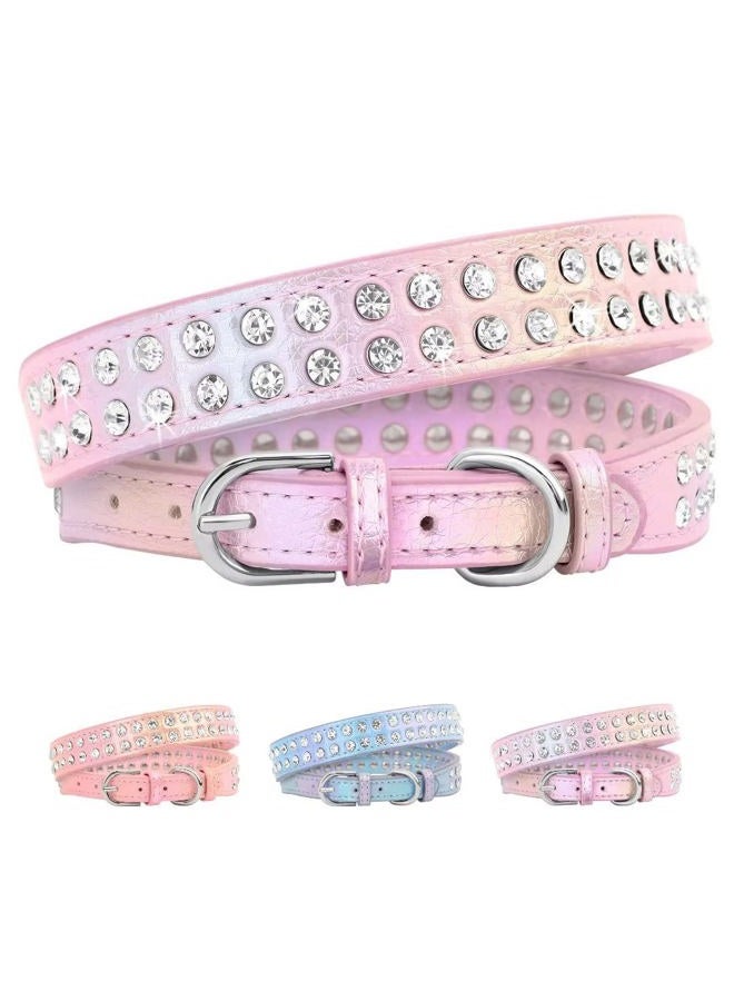 BEIRUI Bling Rhinestone Dog Collar with Studded Diamonds for Small Medium Dogs Cats,Cute Bedazzled PU Leather Dog Collar with Sparkling Crystals for Girl Boy Puppies,Purple,M - Image 1