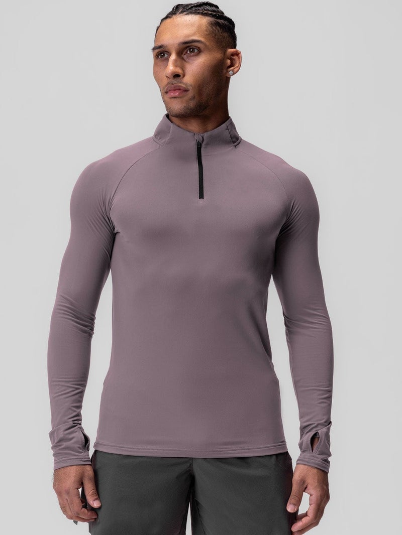 Sports Fitness Tight Men'S Quick-Drying Half-Zipper Solid Color Workout High Elastic Compression Long Sleeve Top - Image 2