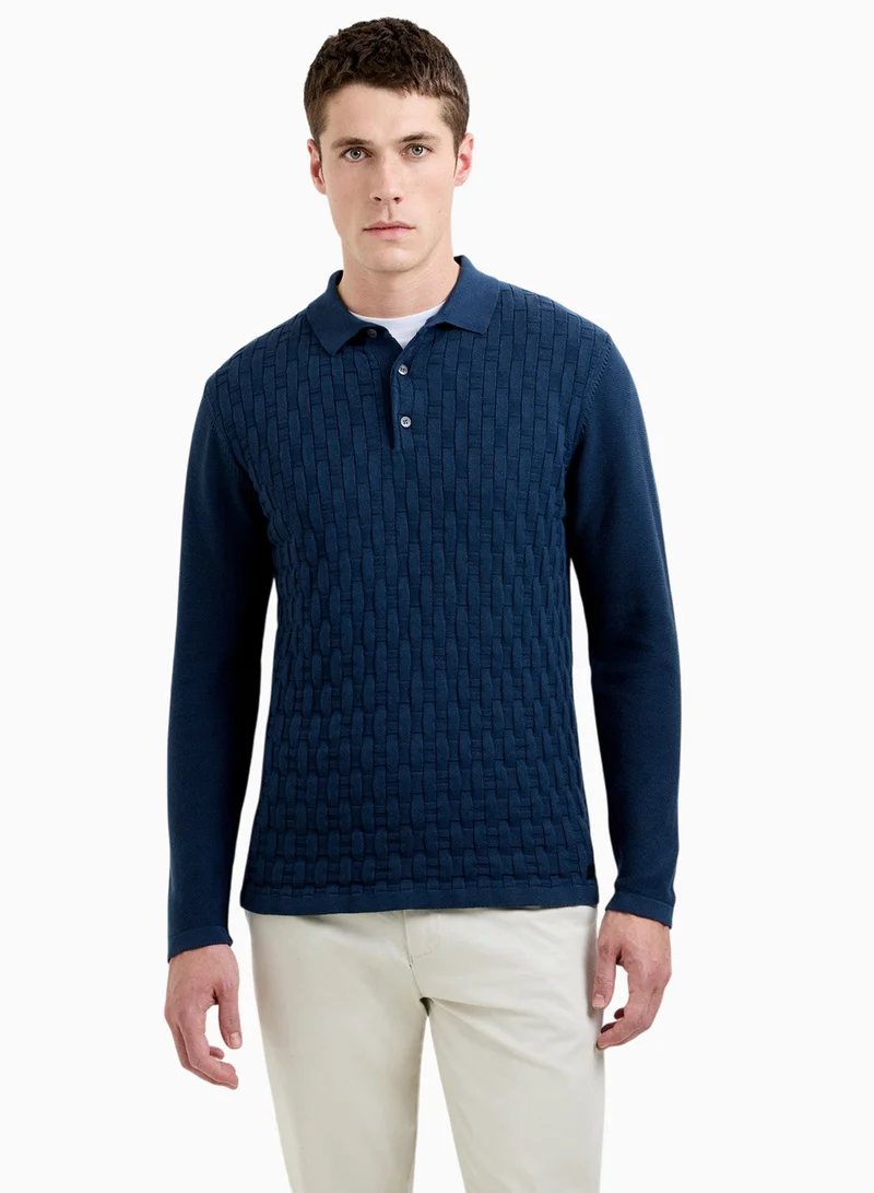 فرنش كونكشن كنزة بياقة محبوكة