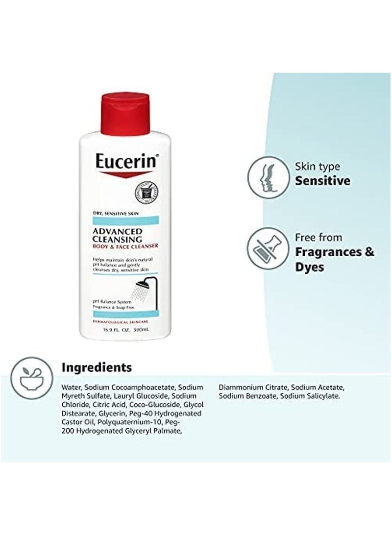 Eucerin Advanced Cleansing Body And Face Cleanser 500 ml - Image 3