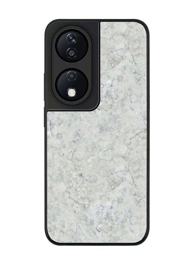 Stylizedd Rugged Black Edge Case for Honor X7b, Slim fit Soft Case Flexible Rubber Edges Anti Drop TPU Gel Thin Cover -  Marble Texture White - Image 1