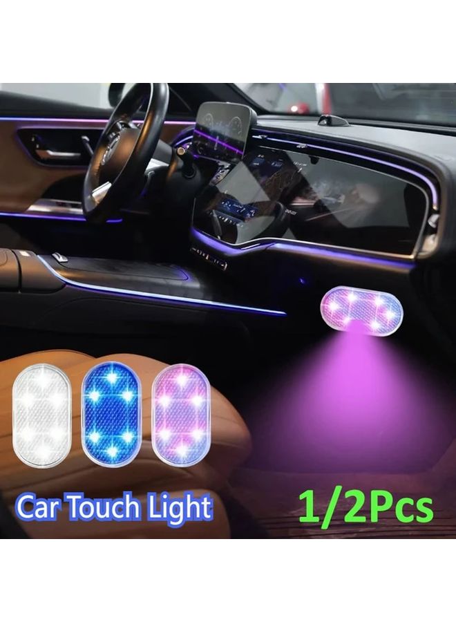 White USB Rechargeable Touch Sensor LED Car Ambient Light 1PC - Image 2