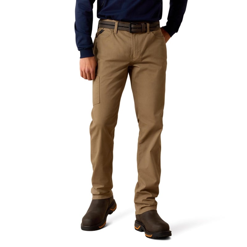 ARIAT Men's Rebar M4 Low Rise DuraStretch Made Tough Stackable Straight Leg Pant Field Khaki - Image 1