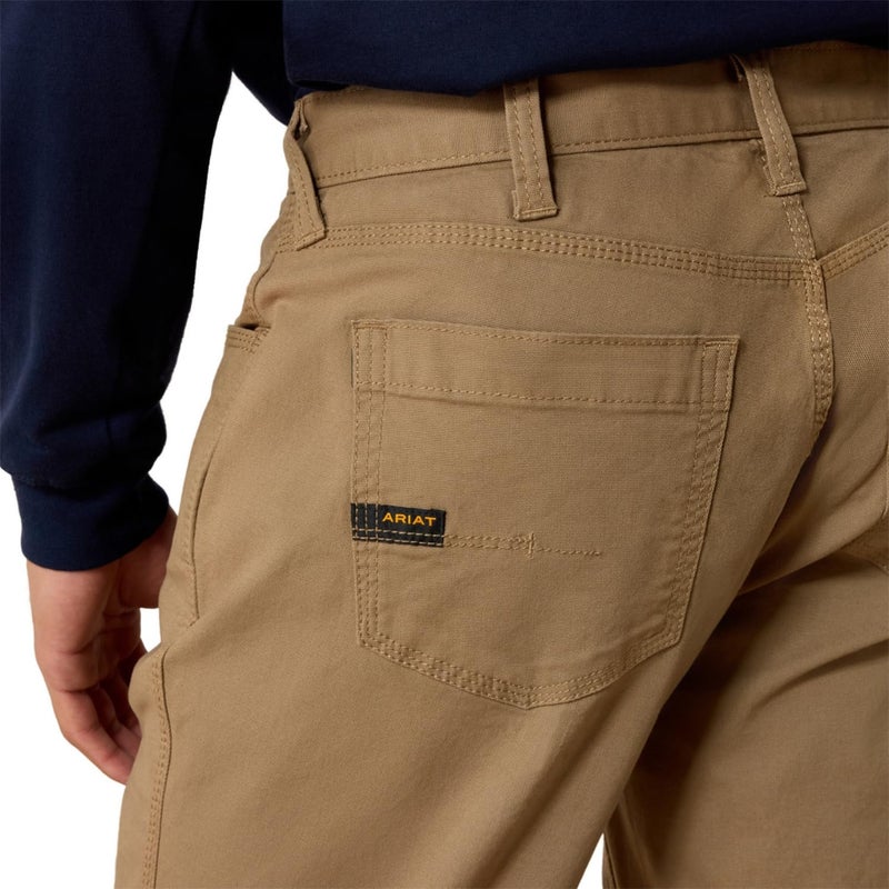 ARIAT Men's Rebar M4 Low Rise DuraStretch Made Tough Stackable Straight Leg Pant Field Khaki - Image 5