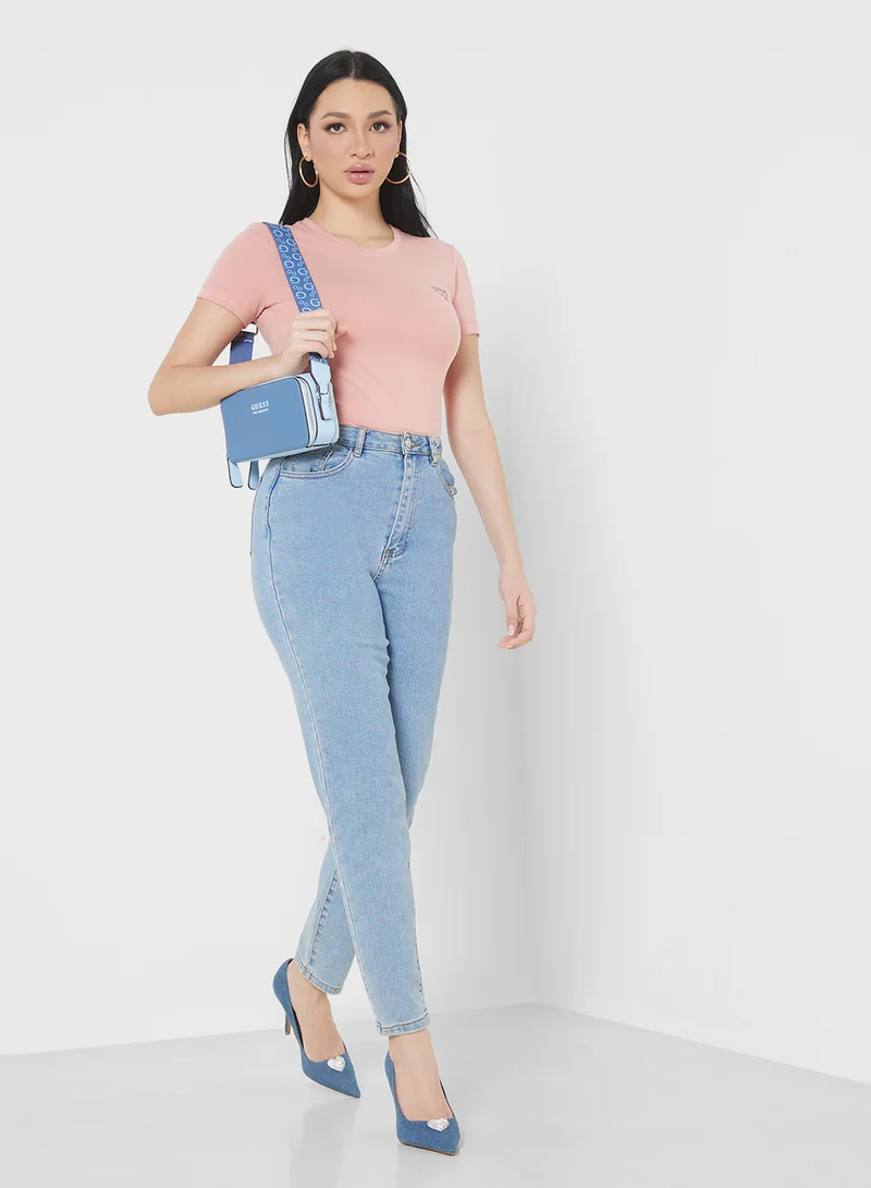 GUESS SS CN MINI TRIANGLE - ORGANIC STRETCH JERSEY