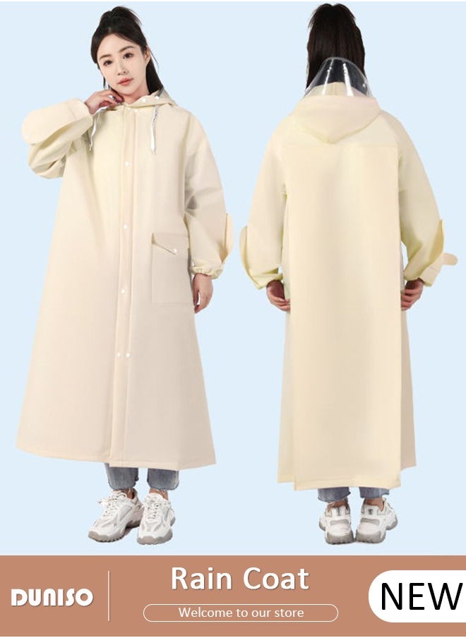 DUNISO Adult Rain Coat, Emergency Rain Coats for Women with Hood and Drawstring, Reusable Outdoor Waterproof Thick Rain Ponchos for Adults, Portable EVA One-piece Rain Jacket Ponchos Adult for Family Fishing Travel  - Image 1