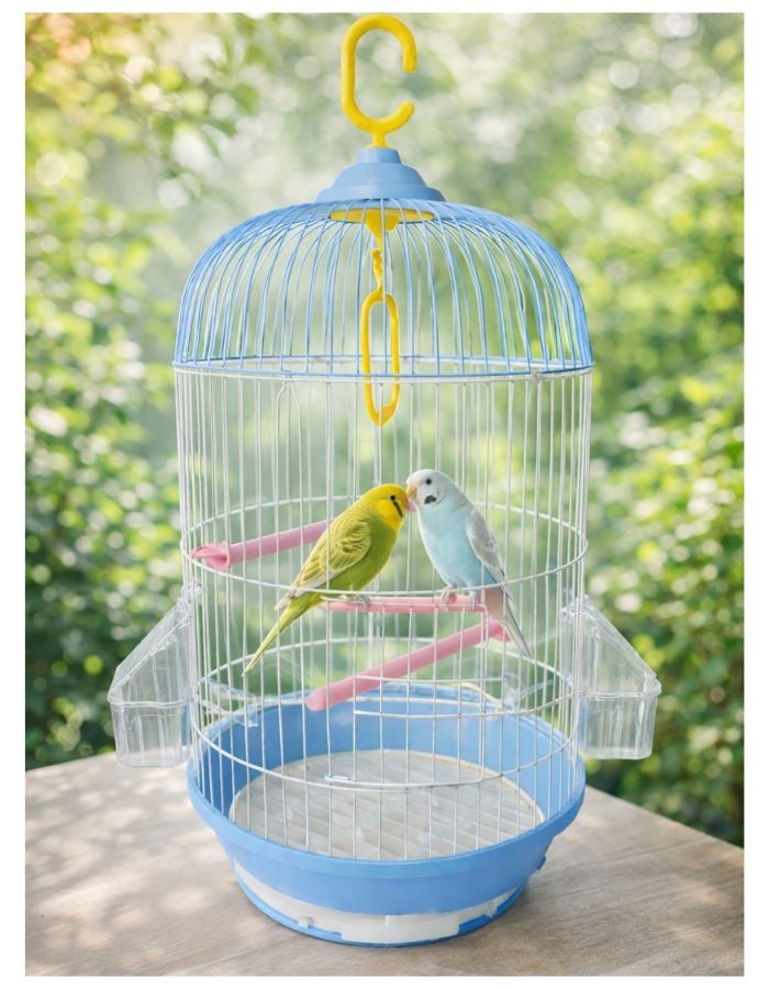 Petto Metal Round Hanging Bird Cage with Perch & Feeders – 23 × 50 cm - Image 1