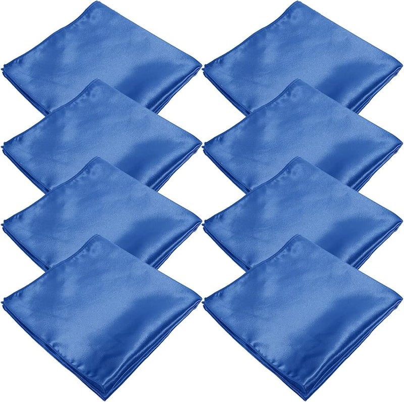 TIDTALEO 8pcs Blue Satin Cloth Napkins Soft Washable for Restaurant Hotel Banquet Home - Image 1