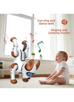 Generic Intelligent Robot Dog Touch Induction Dancing Singing Programming APP Robot Educational Toy Children Gift-Color:Dark Brown (APP Voice Control)  - Image 3