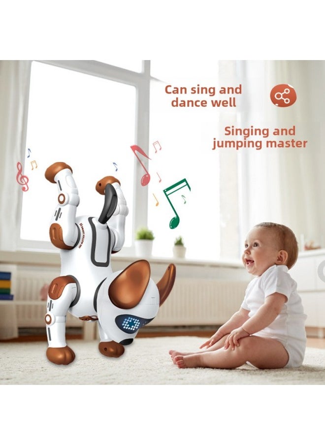 Generic - Intelligent Robot Dog Touch Induction Dancing Singing Programming APP Robot Educational Toy Children Gift-Color:Dark Brown (APP Voice Control) - Image 1
