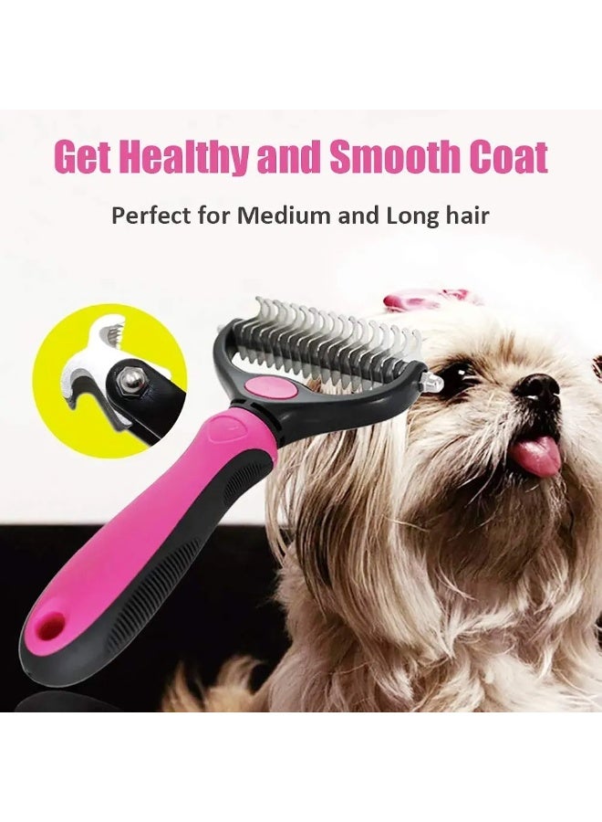 فرشاة شعر طويلة للقطط والكلاب. أداة تشذيب ذات وجهين للحيوانات الأليفة - Image 3