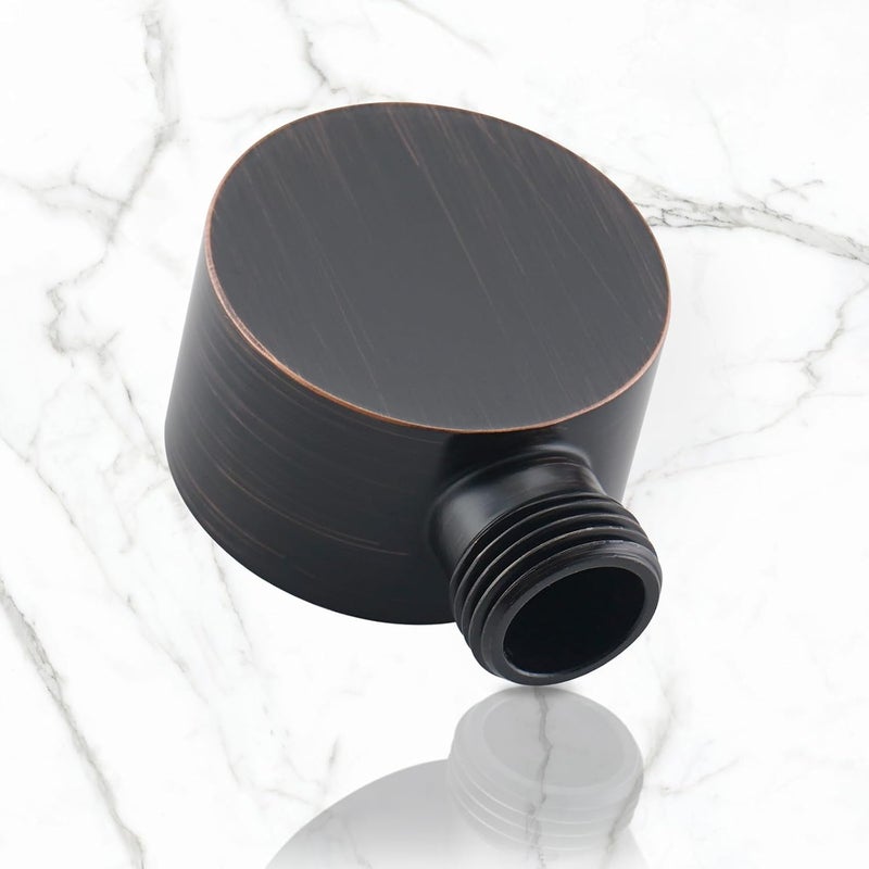UCLIMAA Wall Supply Elbow for Handshower, Brass Round Wall Mount Shower Hose Connectorm1/2"for Handheld Hand Shower-Oil Rubber Bronze - Image 2