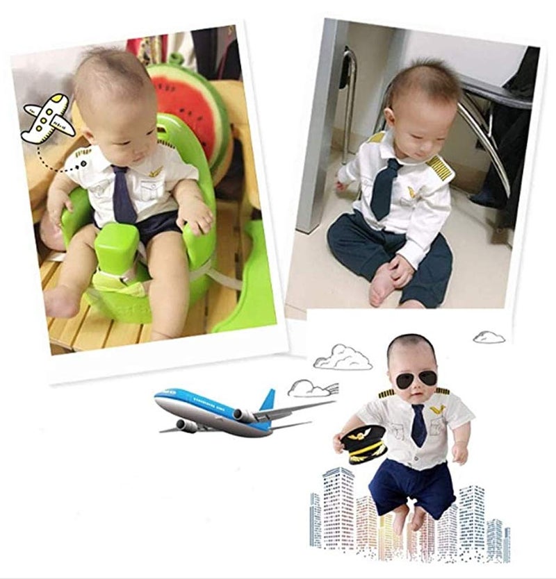 FANCYBABY Baby Pilot Boys Halloween Uniform Cosplay Romper Costume Outfit (3 to 6 Months, Short Sleeves) - Image 3