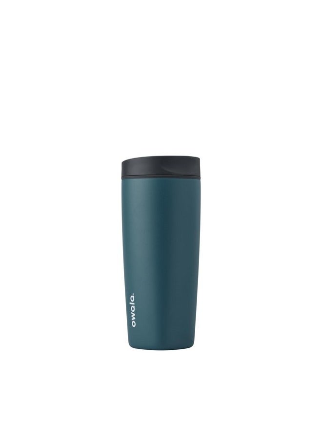 Owala - Owala SmoothSip Slider Insulated Stainless Steel Coffee Tumbler, Reusable Iced Coffee Cup, Hot Coffee Travel Mug, BPA Free 20 oz, Grey/Blue (High Dive) - Image 1