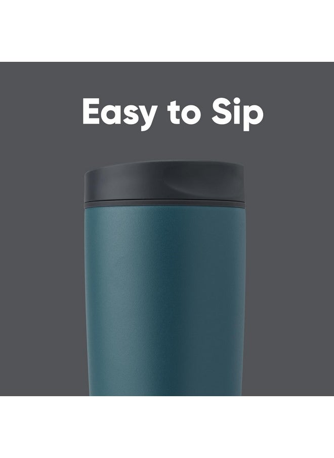 Owala - Owala SmoothSip Slider Insulated Stainless Steel Coffee Tumbler, Reusable Iced Coffee Cup, Hot Coffee Travel Mug, BPA Free 20 oz, Grey/Blue (High Dive) - Image 1