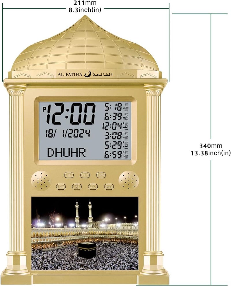 ACHAS Azan Clock, LED Prayer Clock, Athan Wall Clock, Read Home/Office/Mosque Digital Azan Clock Home Decor (Gold) - Image 3