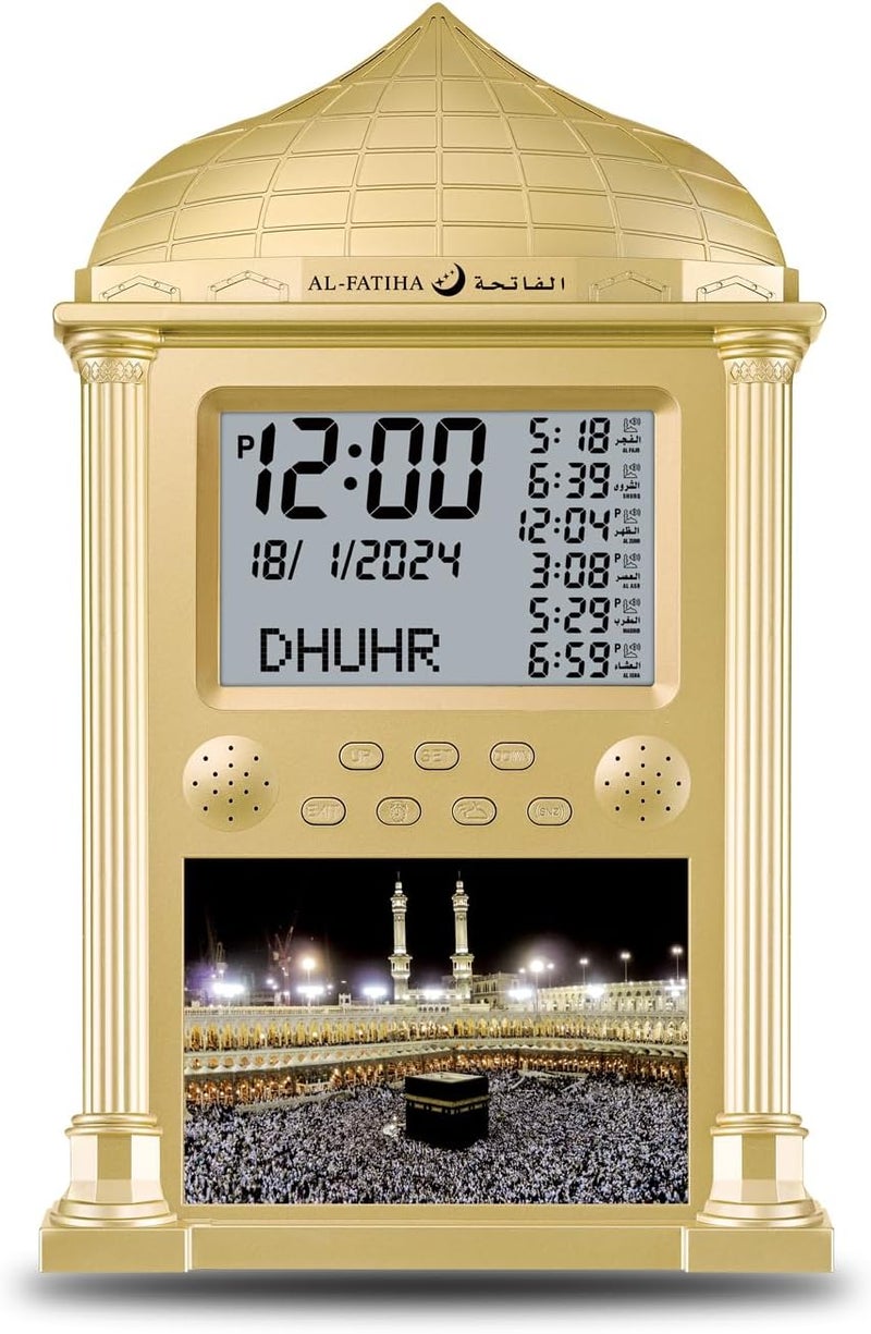 ACHAS Azan Clock, LED Prayer Clock, Athan Wall Clock, Read Home/Office/Mosque Digital Azan Clock Home Decor (Gold) - Image 1