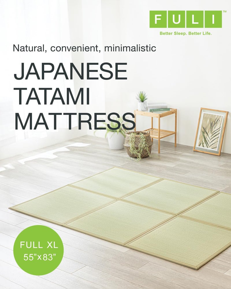 FULI Japanese Tatami Mattress, Tatami Rug, Igusa Mat (Japanese Rush Grass) Foldable, Made in Japan (Natural, Full XL) - Image 2