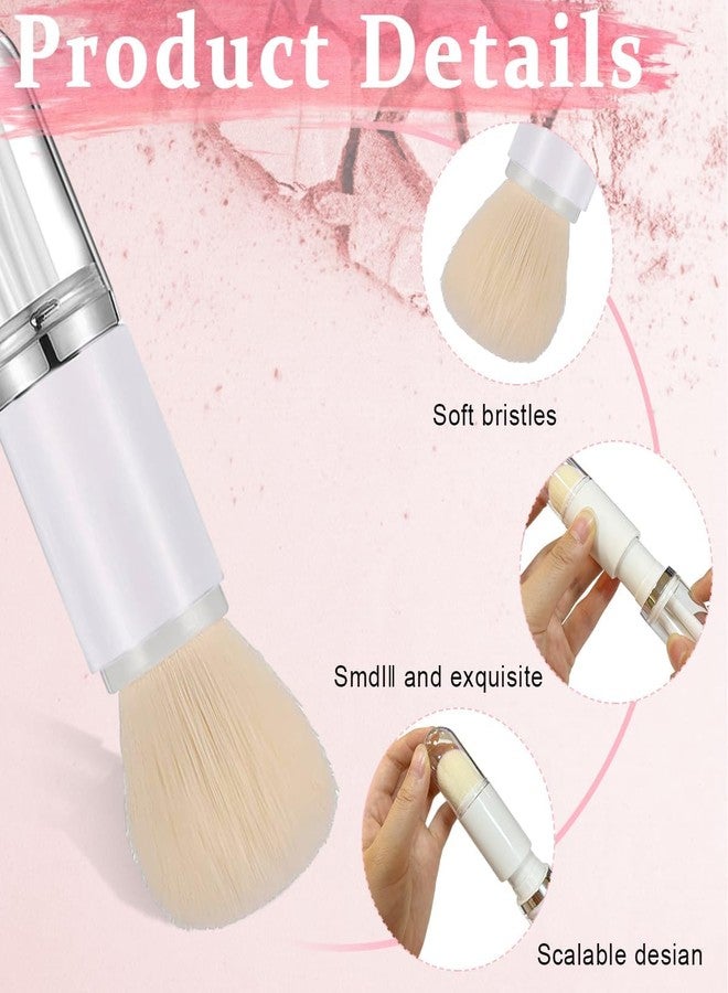 SKINPLUS Makeup Brush Set 4 in 1 Portable Travel Blending Powder Foundation Brush, Lip Brush, Highlight Brush, Eyeshadow Brush, Retractable Mini Facial Cosmetic Brush Kit (White) - Image 3
