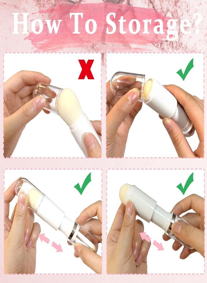 SKINPLUS Makeup Brush Set 4 in 1 Portable Travel Blending Powder Foundation Brush, Lip Brush, Highlight Brush, Eyeshadow Brush, Retractable Mini Facial Cosmetic Brush Kit (White) - Image 4