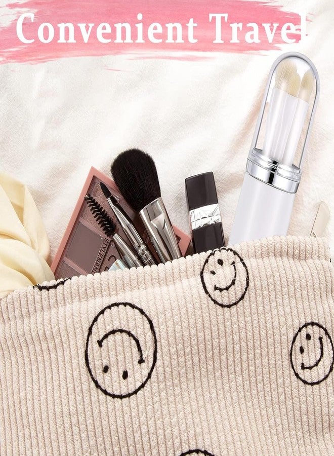 SKINPLUS Makeup Brush Set 4 in 1 Portable Travel Blending Powder Foundation Brush, Lip Brush, Highlight Brush, Eyeshadow Brush, Retractable Mini Facial Cosmetic Brush Kit (White) - Image 5