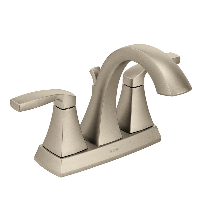 Moen Voss Brushed Nickel TwoHandle HighArc Centerset Bathroom Faucet with Drain Assembly 6901BN