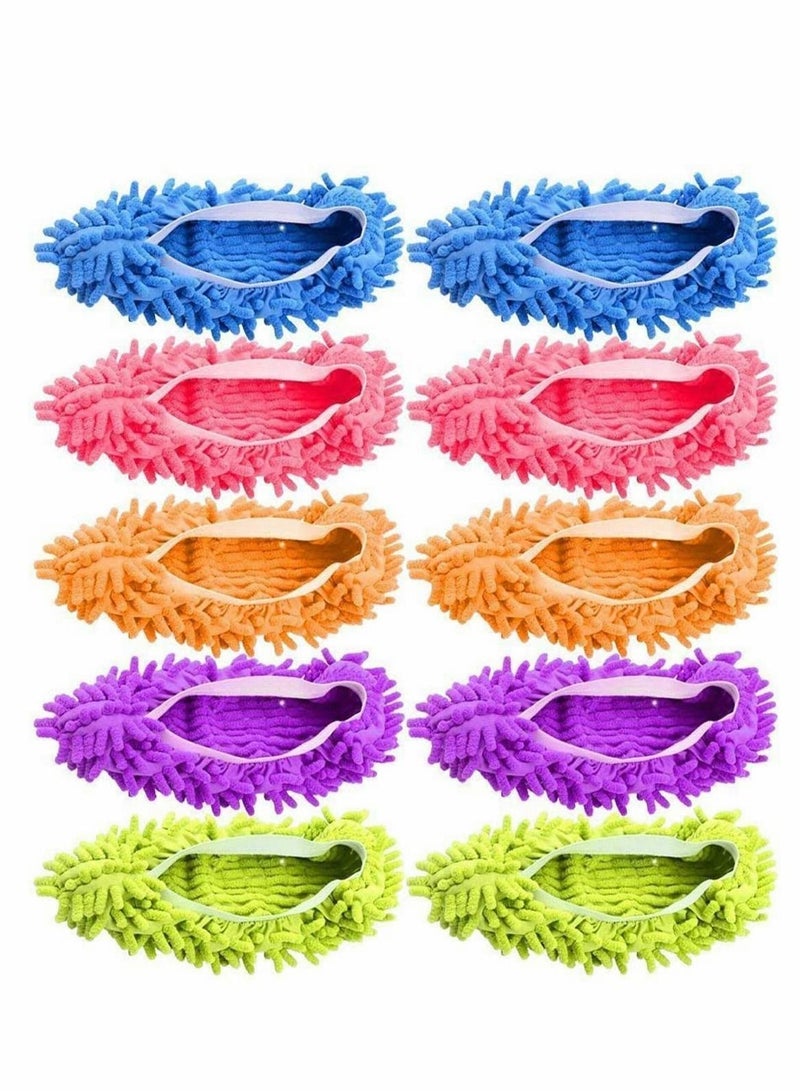 Y&D Duster Mop Slippers Shoes Cover, Multi-Function Soft Washable Reusable Microfiber Foot Socks Floor Cleaning House Tools Shoe Cover for Bathroom,Office,Kitchen, 5 Pairs - Image 1