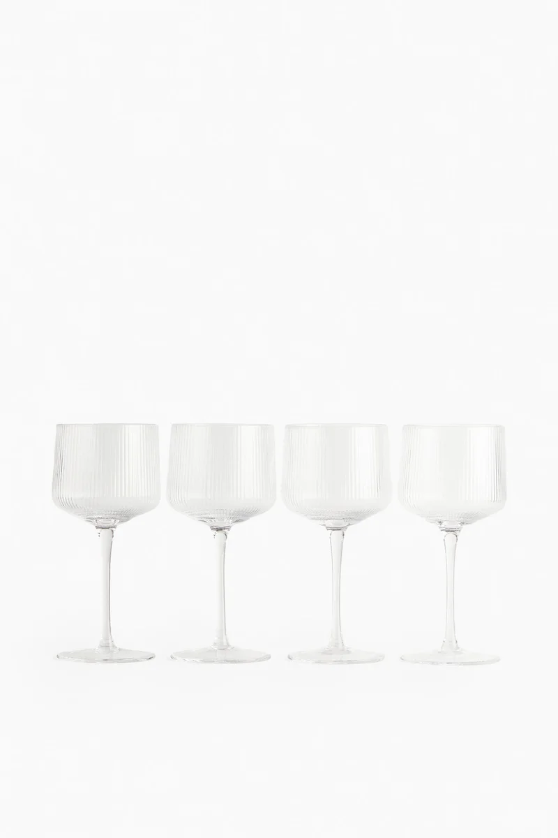 H&M 4-pack fluted wine glasses
