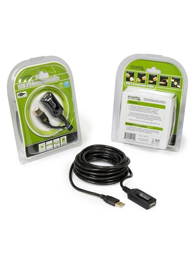 Plugable 5 Meter (16 Foot) USB 2.0 Active Extension Cable Type A Male to A Female - Driverless - Image 2