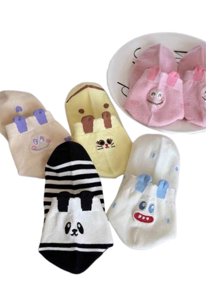 Women's Casual Cotton Ankle Socks - Soft Ankle-Length Short Socks - Set (5 Pairs + 1 Free Gift) - Multiple Modern Colors - Image 1