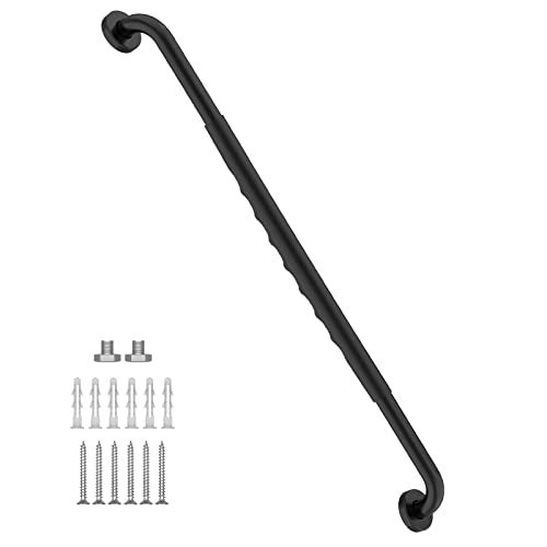 Munzong 36 Inch Shower Grab Bar wAnti Slip Rubber Grip Munzong Black Stainless Steel Bathroom Grab Bar Bathroom Balance BarSafety Handrail SupportHandicap Injury Elderly Senior Assist Bath Handle - Image 1