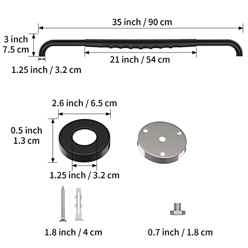 Munzong 36 Inch Shower Grab Bar wAnti Slip Rubber Grip Munzong Black Stainless Steel Bathroom Grab Bar Bathroom Balance BarSafety Handrail SupportHandicap Injury Elderly Senior Assist Bath Handle - Image 3