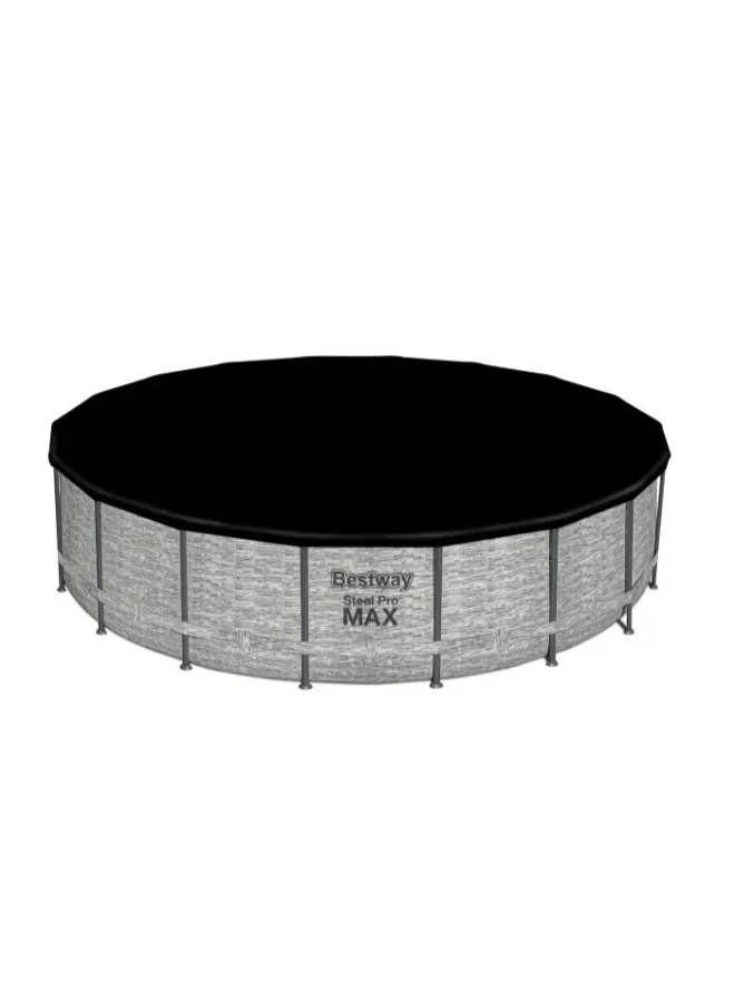 بست واي Bestway Flowclear 18 ft Round Pool Cover for Above Ground Pools, 5.49 m Protective Swimming Pool Cover with Drain Holes & Secure Rope, Durable Debris Cover