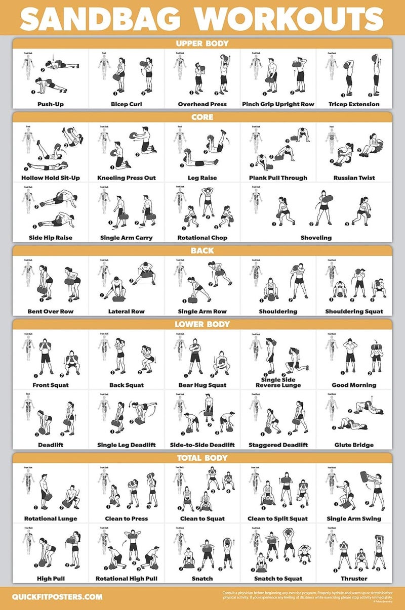Palace Learning ملصق تمرين حقيبة الرمل QUICKFIT - مغلف - مخطط تدريب حقيبة الرمل - 18" x 24" - Image 1