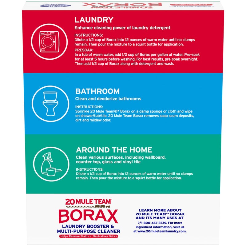 20 Mule Team All Natural Borax Detergent Booster & Multi-Purpose Household Cleaner, 65 Ounce, 4 Count - Image 5