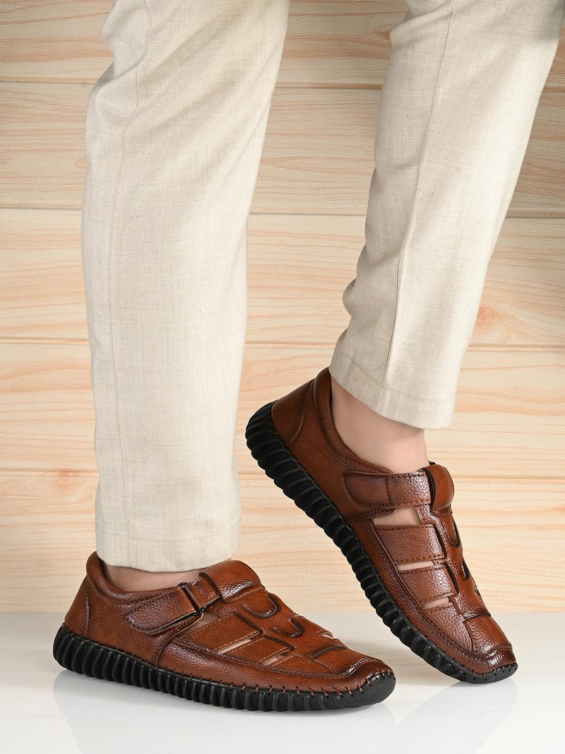 MACTREE Vegan Leather Upper Fisherman Sandals for Men | Stitched Upper and Sole for More Durability (Tan, UK 10) - Image 3