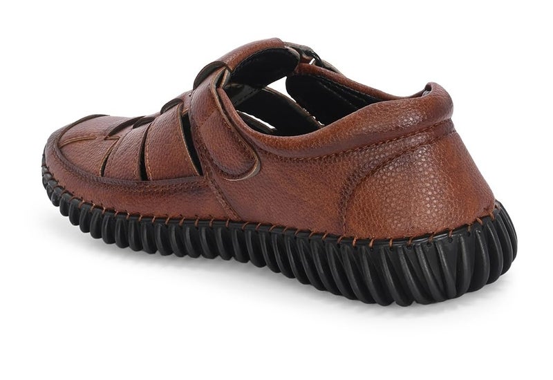 MACTREE Vegan Leather Upper Fisherman Sandals for Men | Stitched Upper and Sole for More Durability (Tan, UK 10) - Image 5