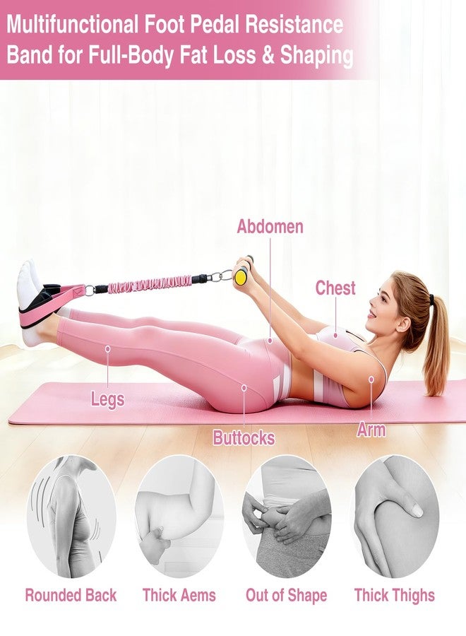CROWATTS Upgraded Pedal Resistance Band with Handles, 3 Tubes 20/30/40LBS Adjustable Latex Bands for Abdomen, Waist, Arm, Core/ABS, Legs, Glutes Workout - Sit Up Exercise Equipment for Women - Image 4