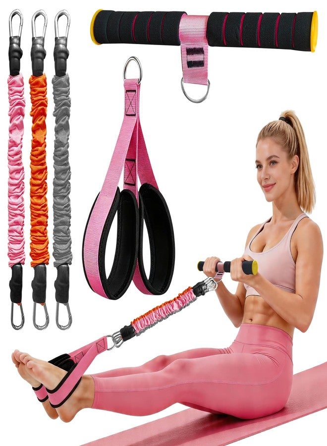 CROWATTS Upgraded Pedal Resistance Band with Handles, 3 Tubes 20/30/40LBS Adjustable Latex Bands for Abdomen, Waist, Arm, Core/ABS, Legs, Glutes Workout - Sit Up Exercise Equipment for Women - Image 1