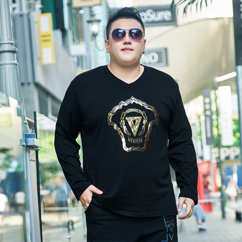300 Jin Men'S Long-Sleeved T-Shirt Plus Size Loose Tide T-Shirt Top Extra Large Base Shirt Plus Velvet - Image 3