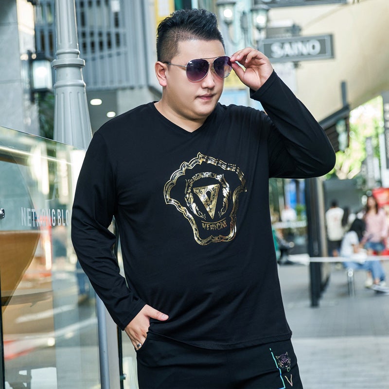 300 Jin Men'S Long-Sleeved T-Shirt Plus Size Loose Tide T-Shirt Top Extra Large Base Shirt Plus Velvet - Image 4