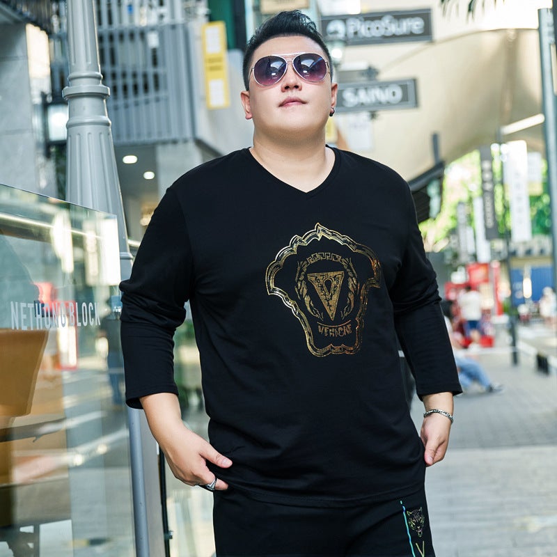300 Jin Men'S Long-Sleeved T-Shirt Plus Size Loose Tide T-Shirt Top Extra Large Base Shirt Plus Velvet - Image 5