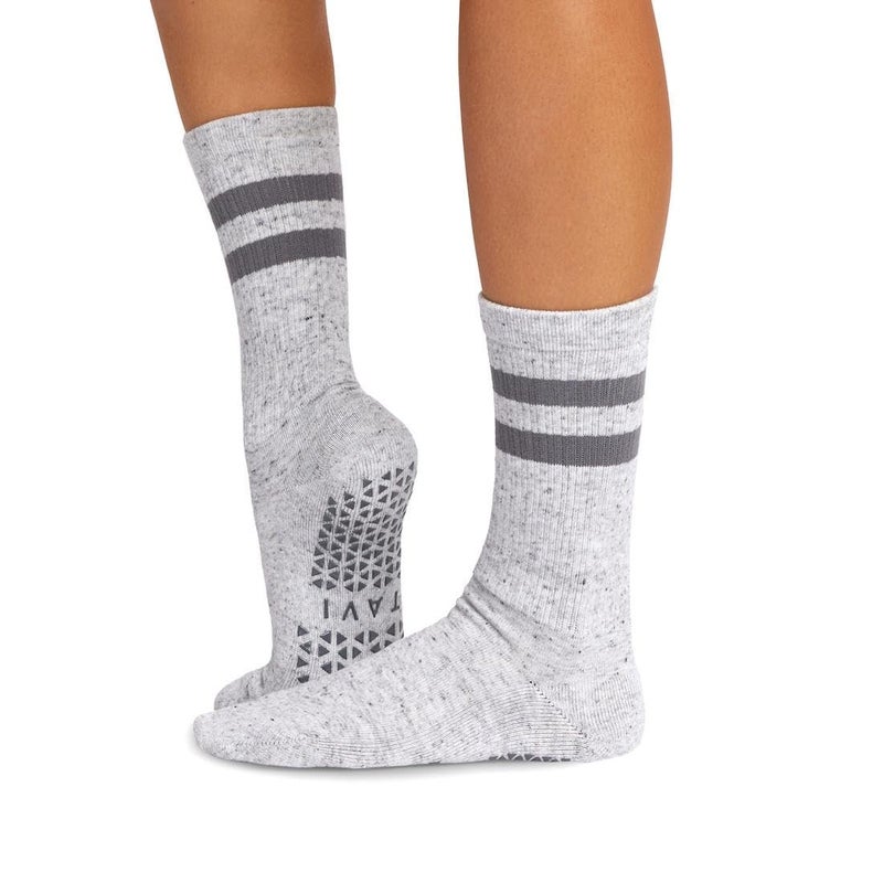 TAVI NOIR Kai Fashion Crew Grip Socks, Small, Heather Grey - Image 1
