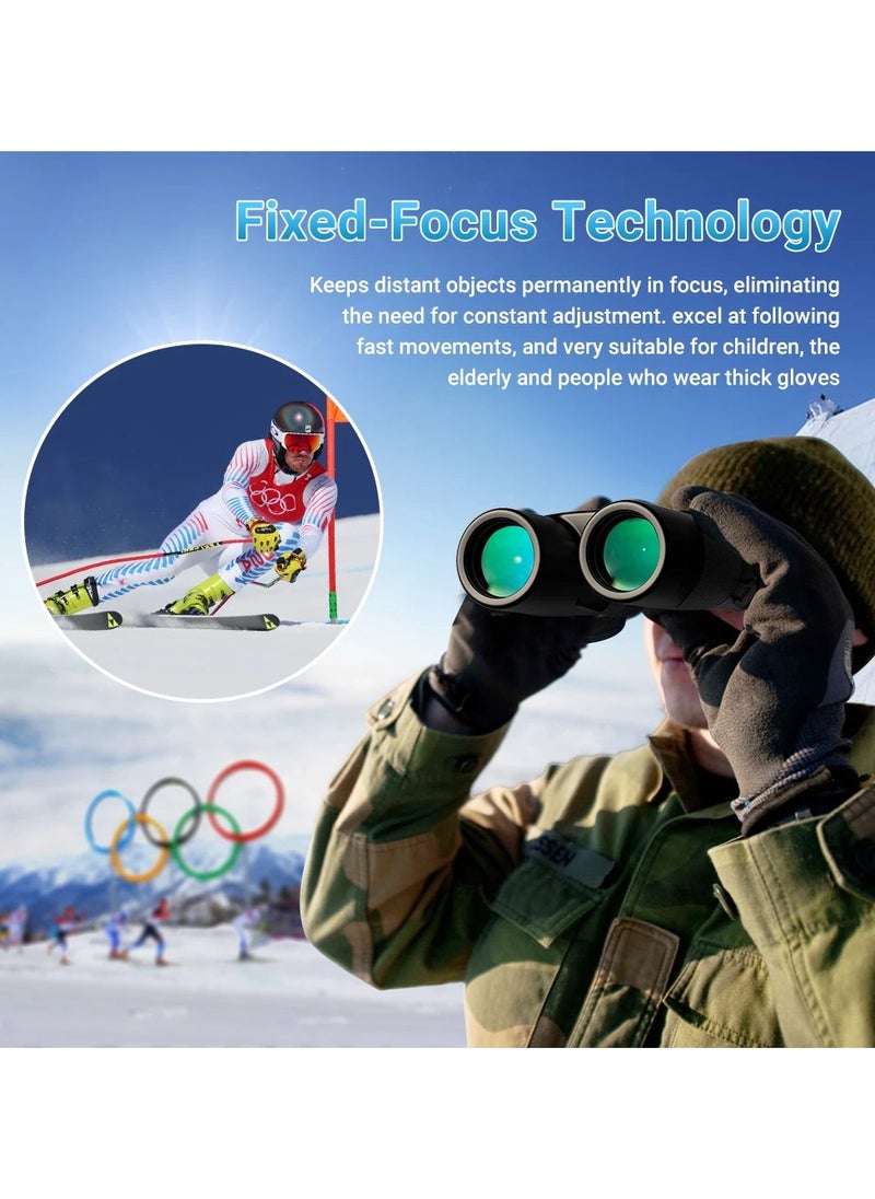 Generic HD Binocular For Adults Focus Free Binoculars With Super Bright Large View Waterproof Binoculars For Hunting Bird Watching Travel Prism FMC Lens With Two Straps & Carrying Bag  - Image 2