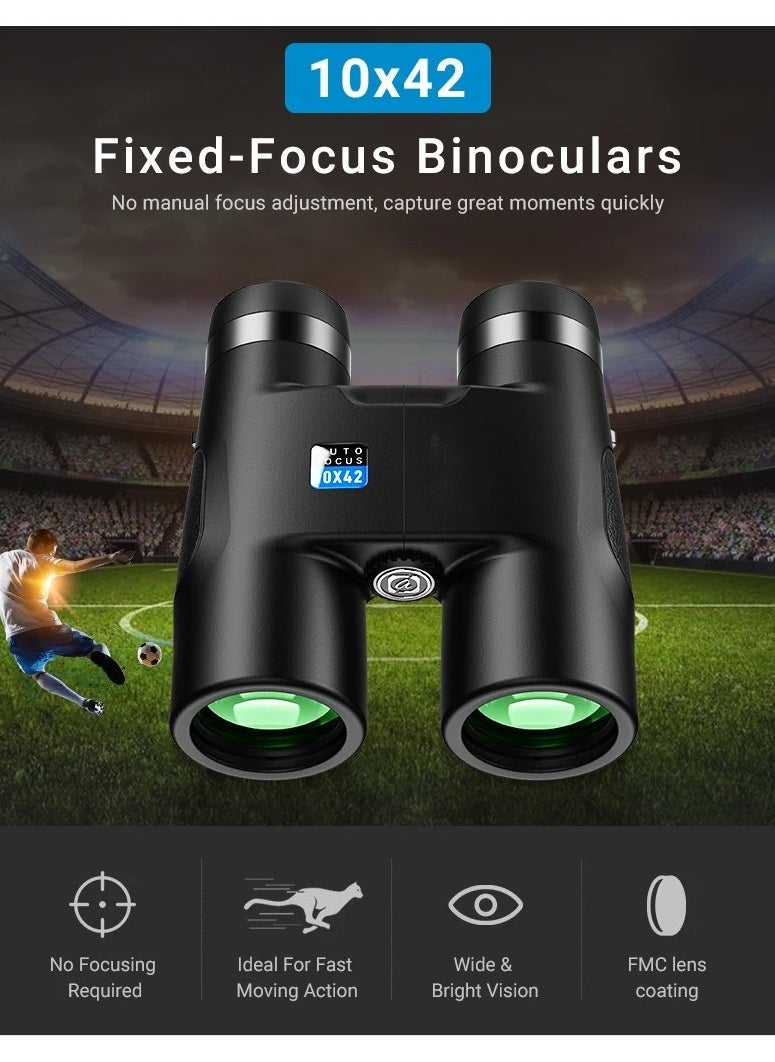 Generic HD Binocular For Adults Focus Free Binoculars With Super Bright Large View Waterproof Binoculars For Hunting Bird Watching Travel Prism FMC Lens With Two Straps & Carrying Bag  - Image 3