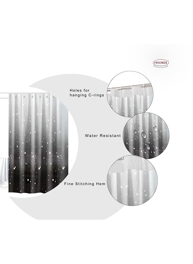 Feelings - FEELINGS SHOWER CURTAIN WITH 12PCS HOOK RINGS (MIDNIGHT SKY) - Image 1